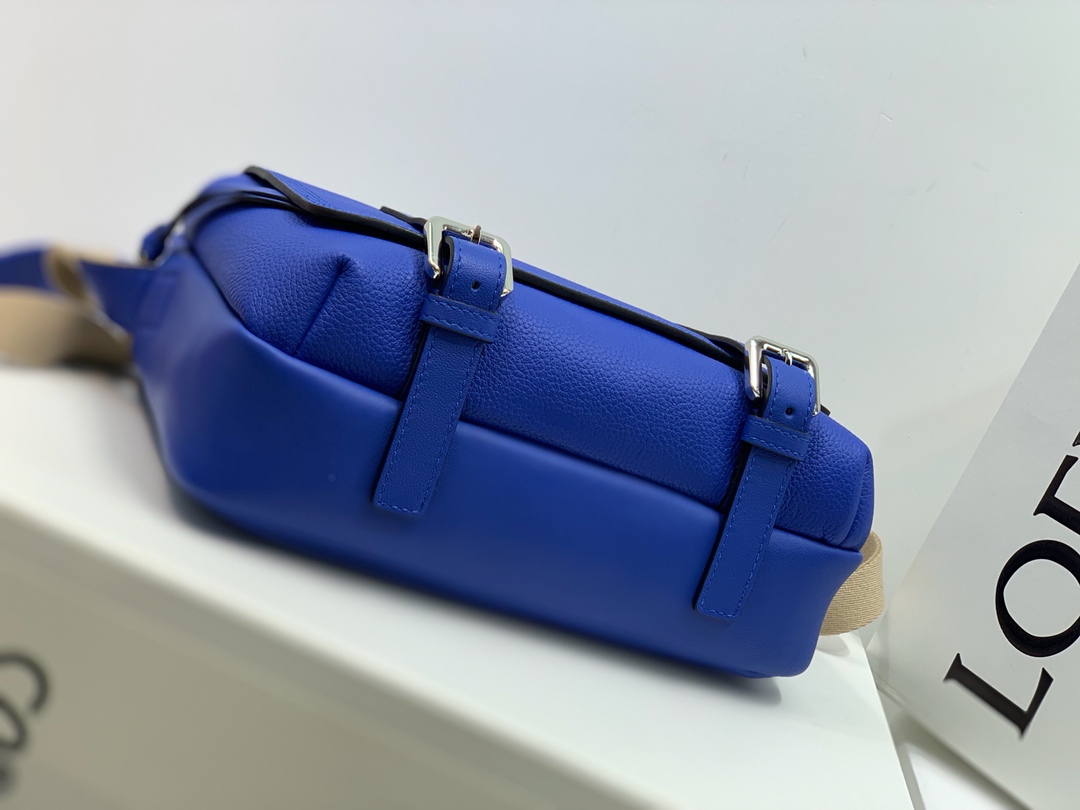 Loewe XS Military Messenger Bag in Soft Grained Calfskin Blue